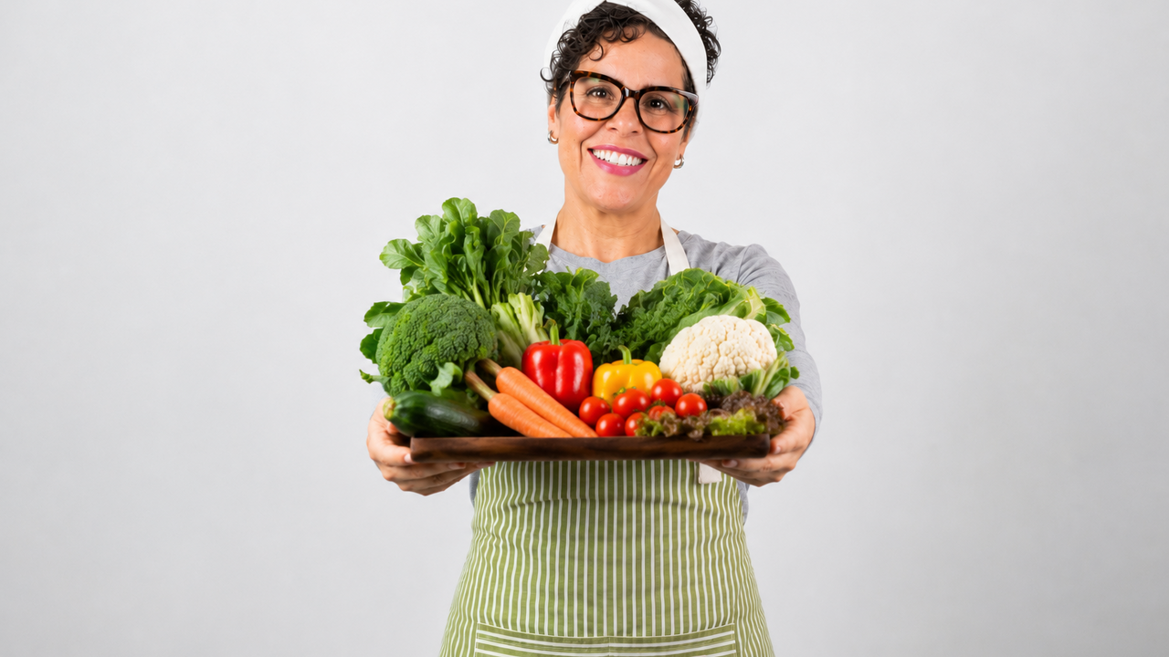 Nutricionista Carla Estrela ensinando receitas para alimentação saudável entre crianças