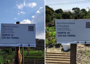 Placas das Hortas Cio da Terra no Conjunto Habitacional Parque Itajaí