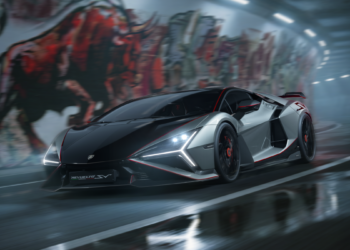 Lamborghini Revuelto SV em movimento