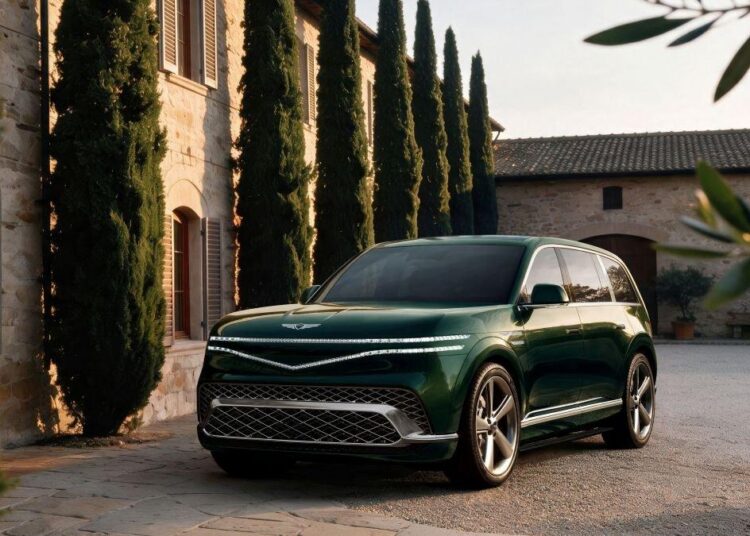 SUV elétrico Genesis GV90 em exibição