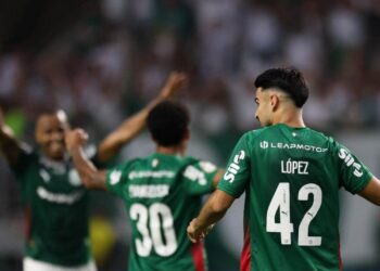 Flaco López em ação pelo Palmeiras