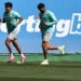 Jogadores do Palmeiras em treinamento
