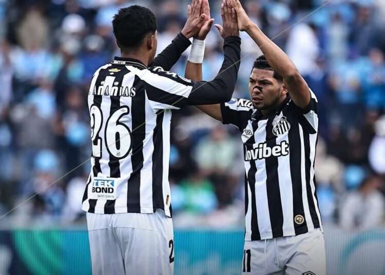 Santos FC em campo durante a Sul-Americana