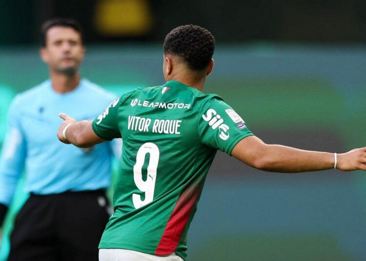 Jogadores do Palmeiras comemoram gol