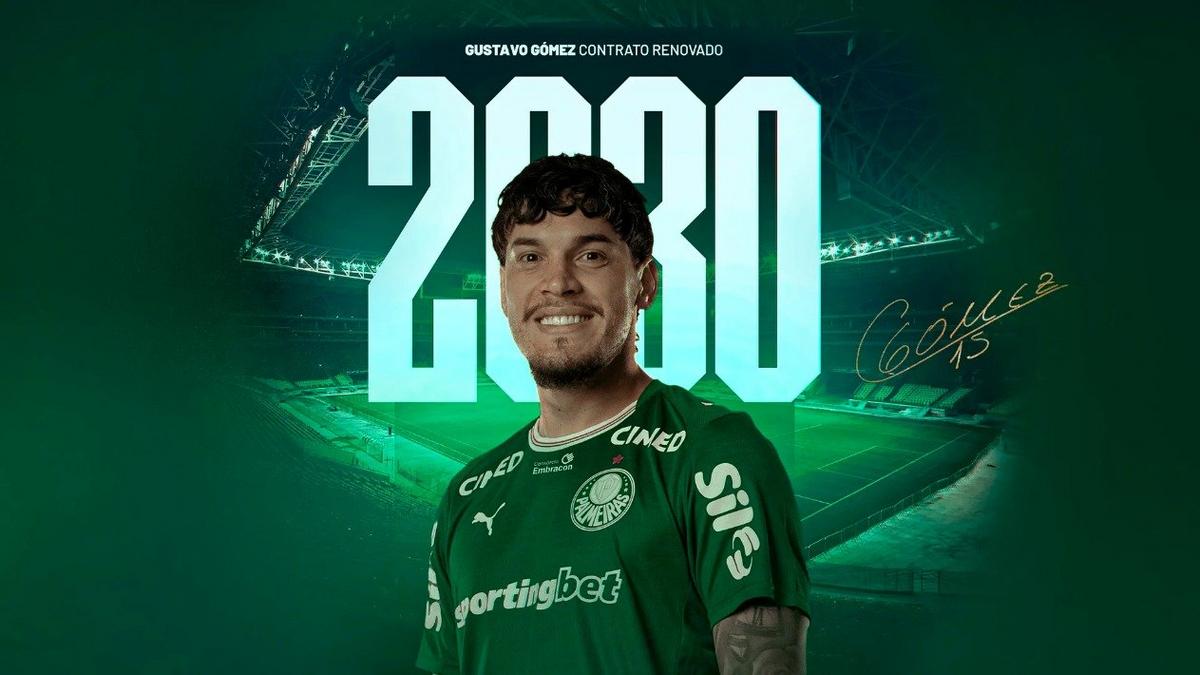 Gustavo Gómez, capitão do Palmeiras, durante partida.