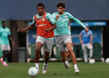 Jogadores do Palmeiras em treino