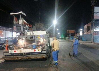 Continua recuperação do asfalto na rua Antônio Fernandes Leite, principal área comercial do Rosolém