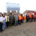 Autoridades e equipes durante entrega do reservatório de 20 mil litros para combater incêndios na Mata de Santa Genebra