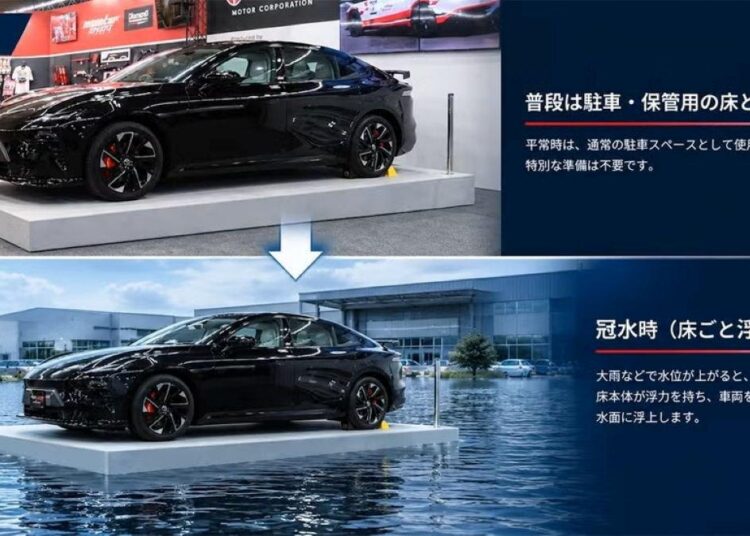Garagem flutuante japonesa para proteção de veículos