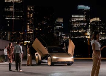 Imagem do Tesla Cybercab em análise regulatória