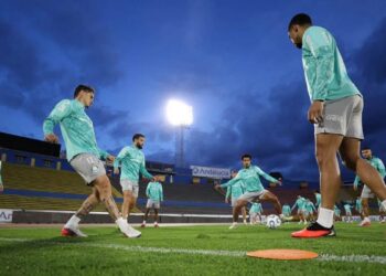 Jogadores do Palmeiras em treinamento