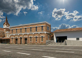 Simulação 3D da fachada da Estação Cultura para operação do Trem Intercidades com adaptações