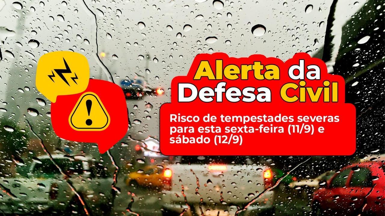 Defesa Civil de São Paulo alerta para risco de tempestades severas até este sábado (12/09)