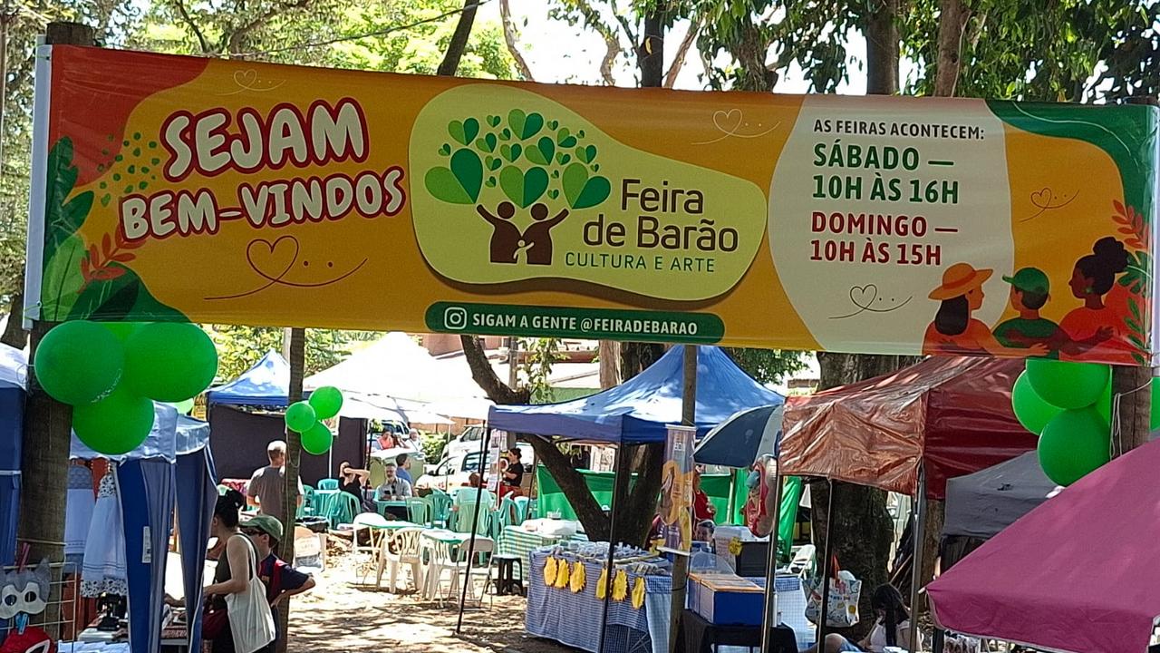 Atividades gratuitas para crianças e música na Feira de Barão