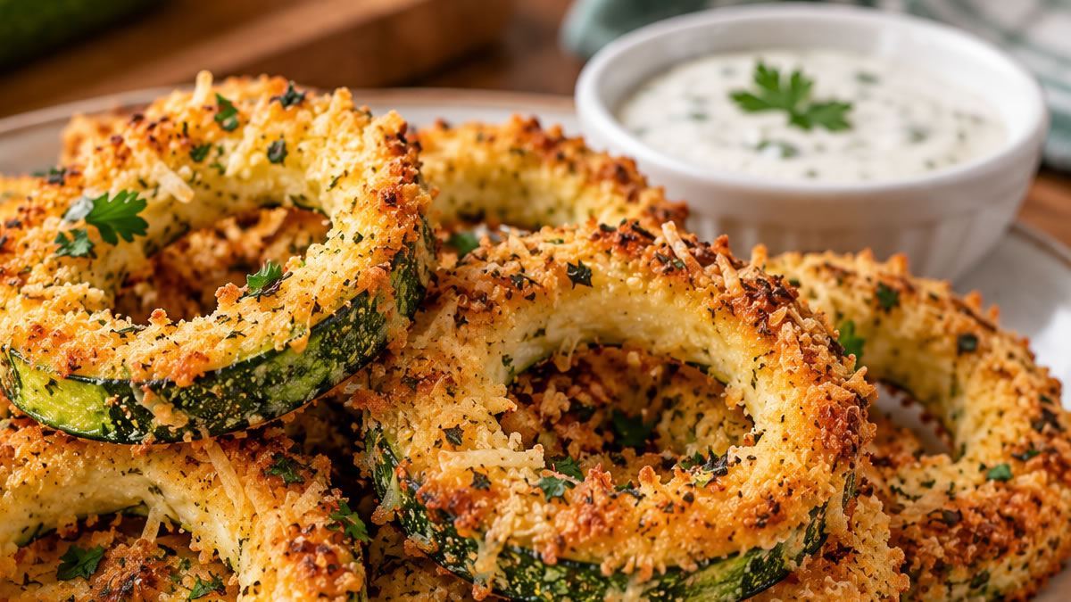 Anéis de abobrinha com parmesão
