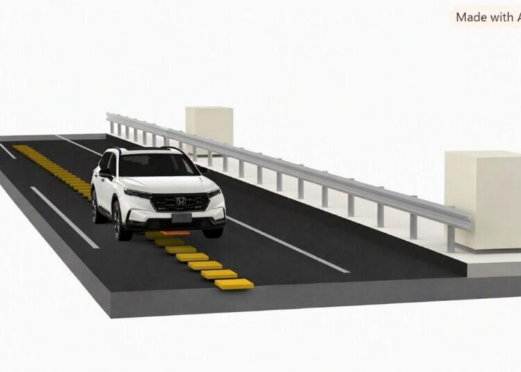 Estrada com tecnologia de recarga elétrica