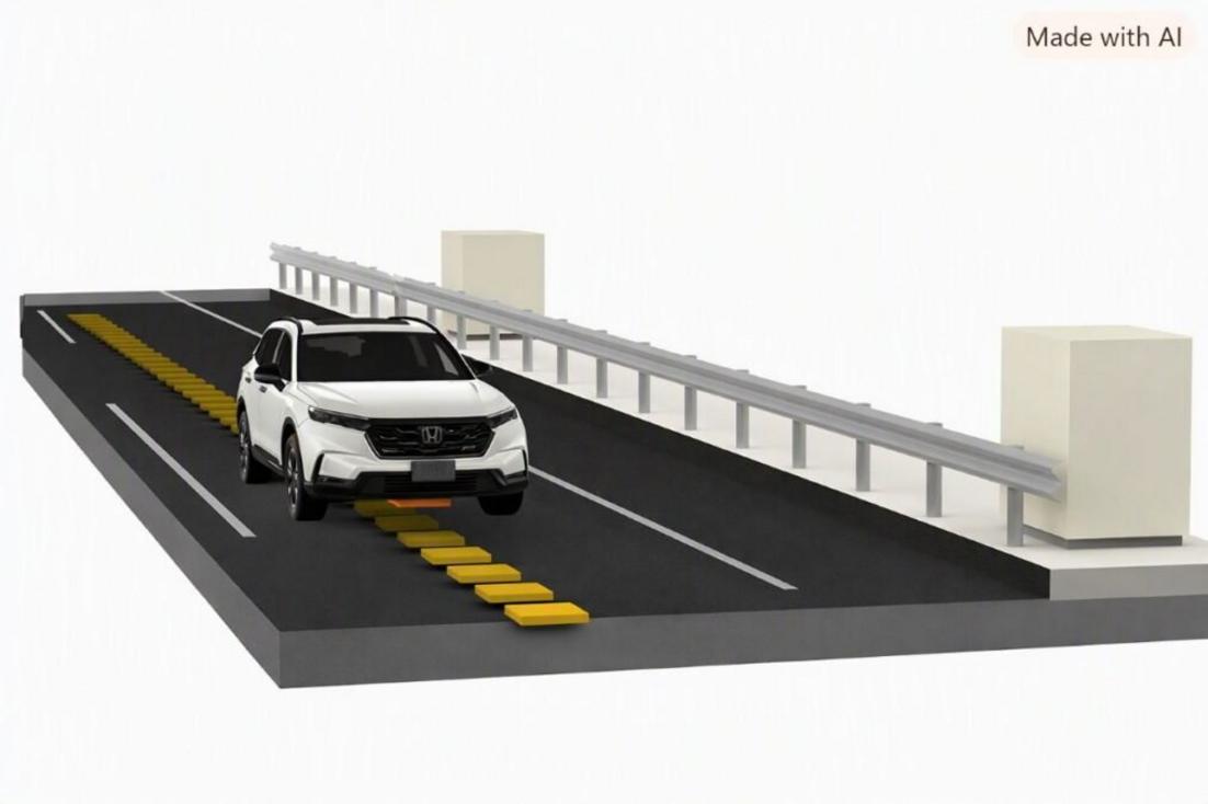 Estrada com tecnologia de recarga elétrica