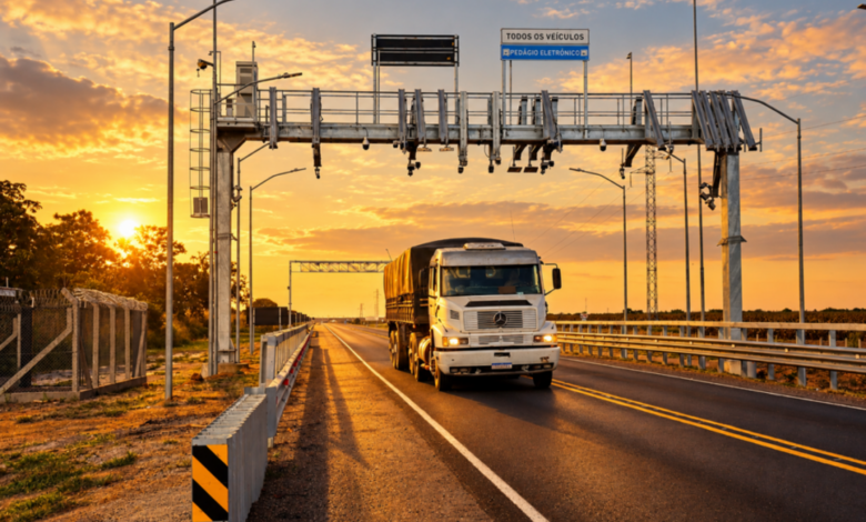 Imagem do sistema de pedágio eletrônico na rodovia MT-130