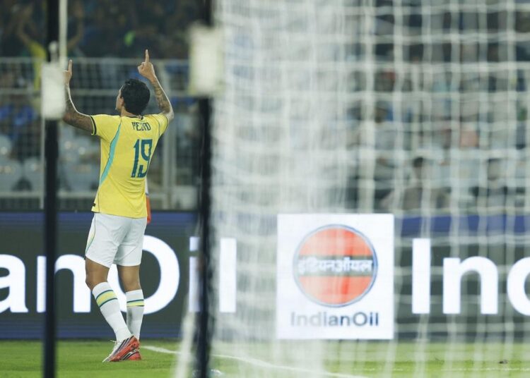 Jogadores da Seleção Brasileira durante partida contra a Índia