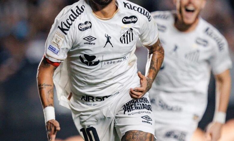 Neymar em ação durante o jogo Santos x Flamengo