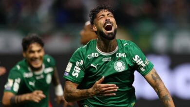 Jogadores do Palmeiras comemorando vitória