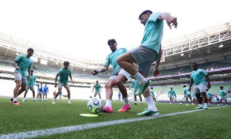 Palmeiras em ação durante treino