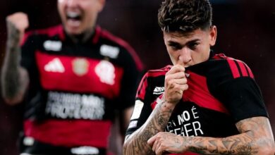 Jogadores do Palmeiras e Flamengo em ação