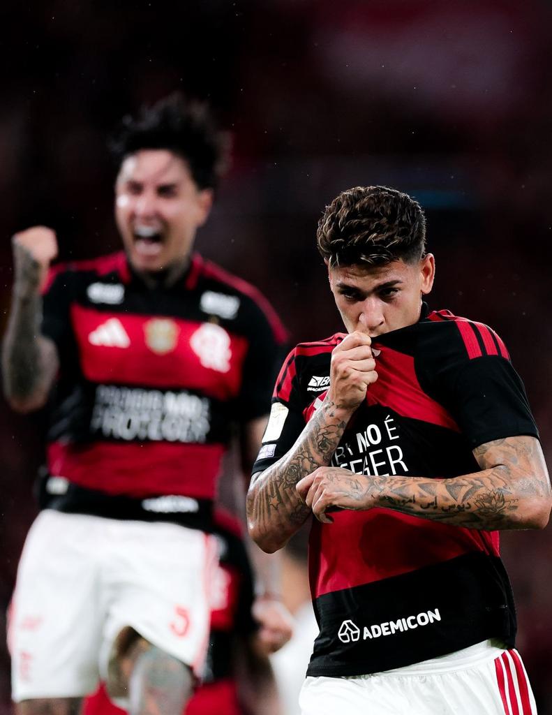 Jogadores do Palmeiras e Flamengo em ação