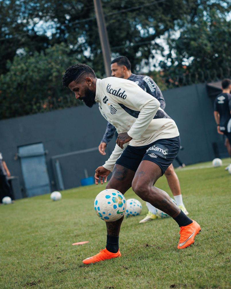 Elenco do Santos preparando-se para clássico