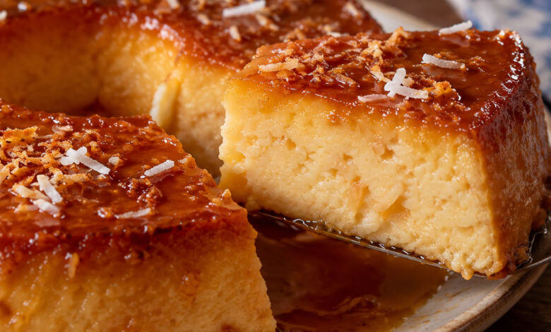 Pudim de pão com coco