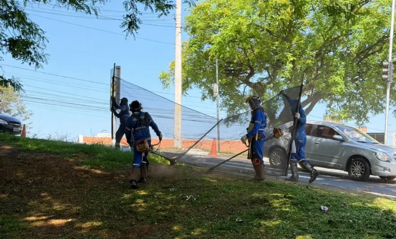 Equipe faz roçagem e limpeza da praça José Rodrigues em Campinas